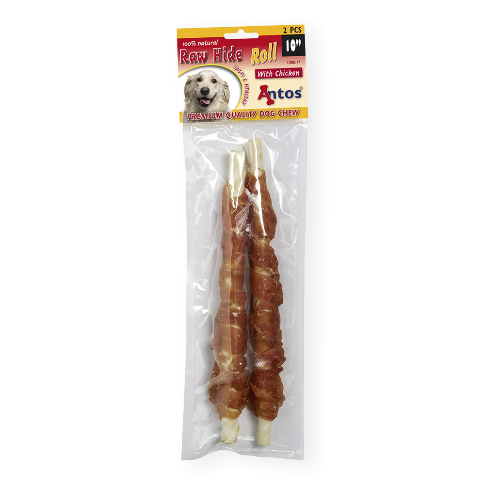 Raw Hide White + Chicken Roll 10'' 2 pces