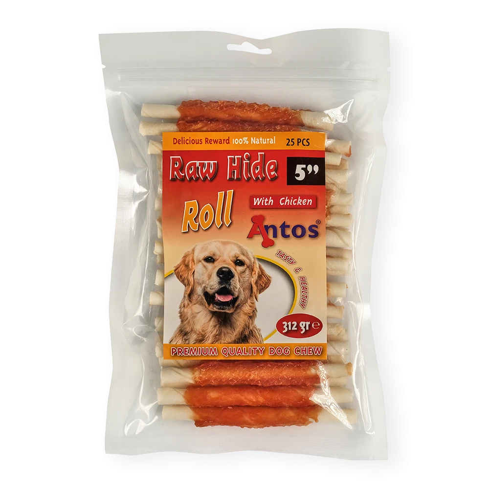 Raw Hide White + Chicken Roll 5" 25 pces