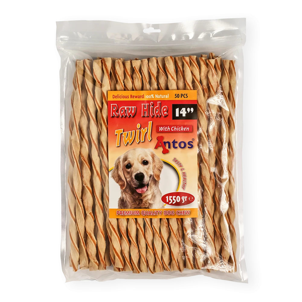 Raw Hide White + Chicken Twirl 14'' 50 pces