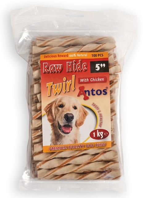 Raw Hide White + Chicken Twirl 5'' 100 pces