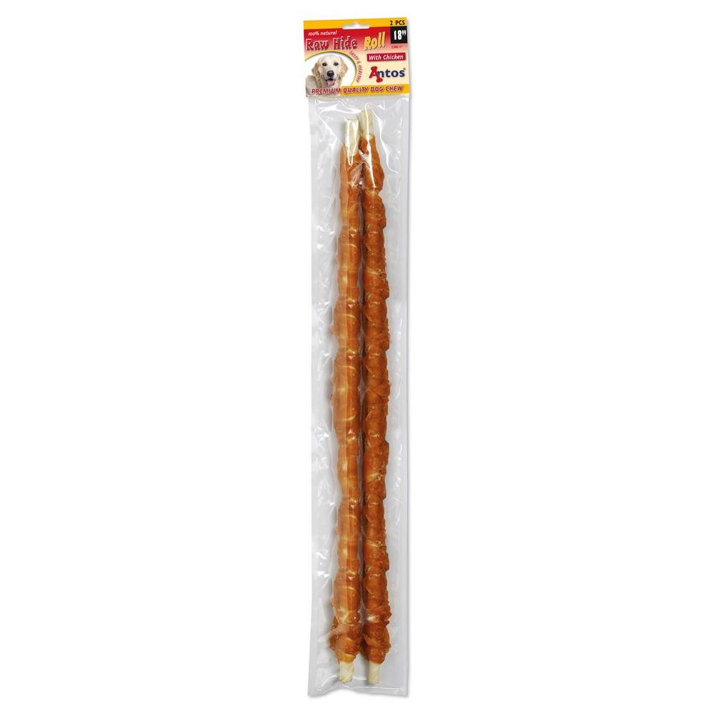 Raw Hide White + Chicken Roll 18'' 2 pces