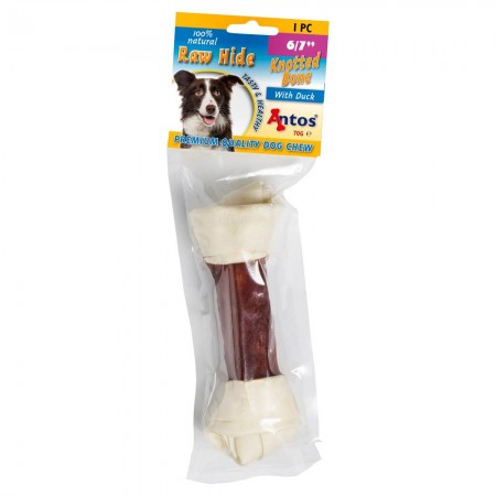 Raw Hide White + Duck Knotted Bone 6/7 1 pce