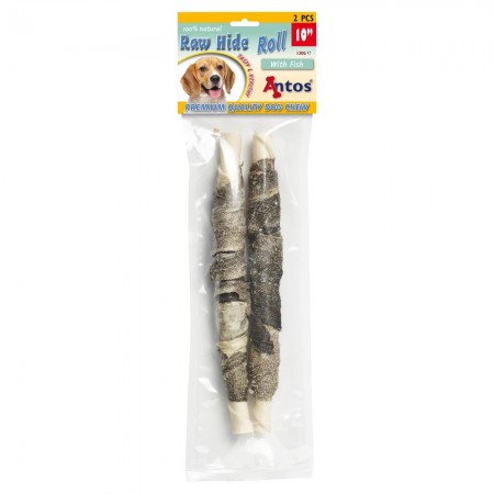 Raw Hide White + Fish Roll 10'' 2 pces