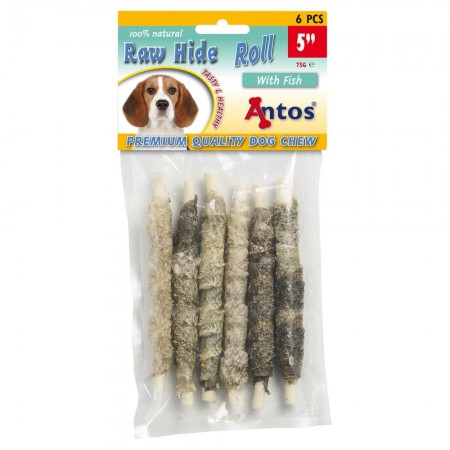 Raw Hide White + Fish Roll 5'' 6 pces